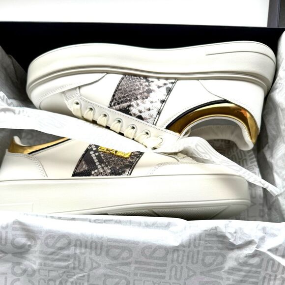 NWT Roberto Cavalli “Cavalli Class” logo hardware white low top sneaker  Size 40 - Picture 13 of 15